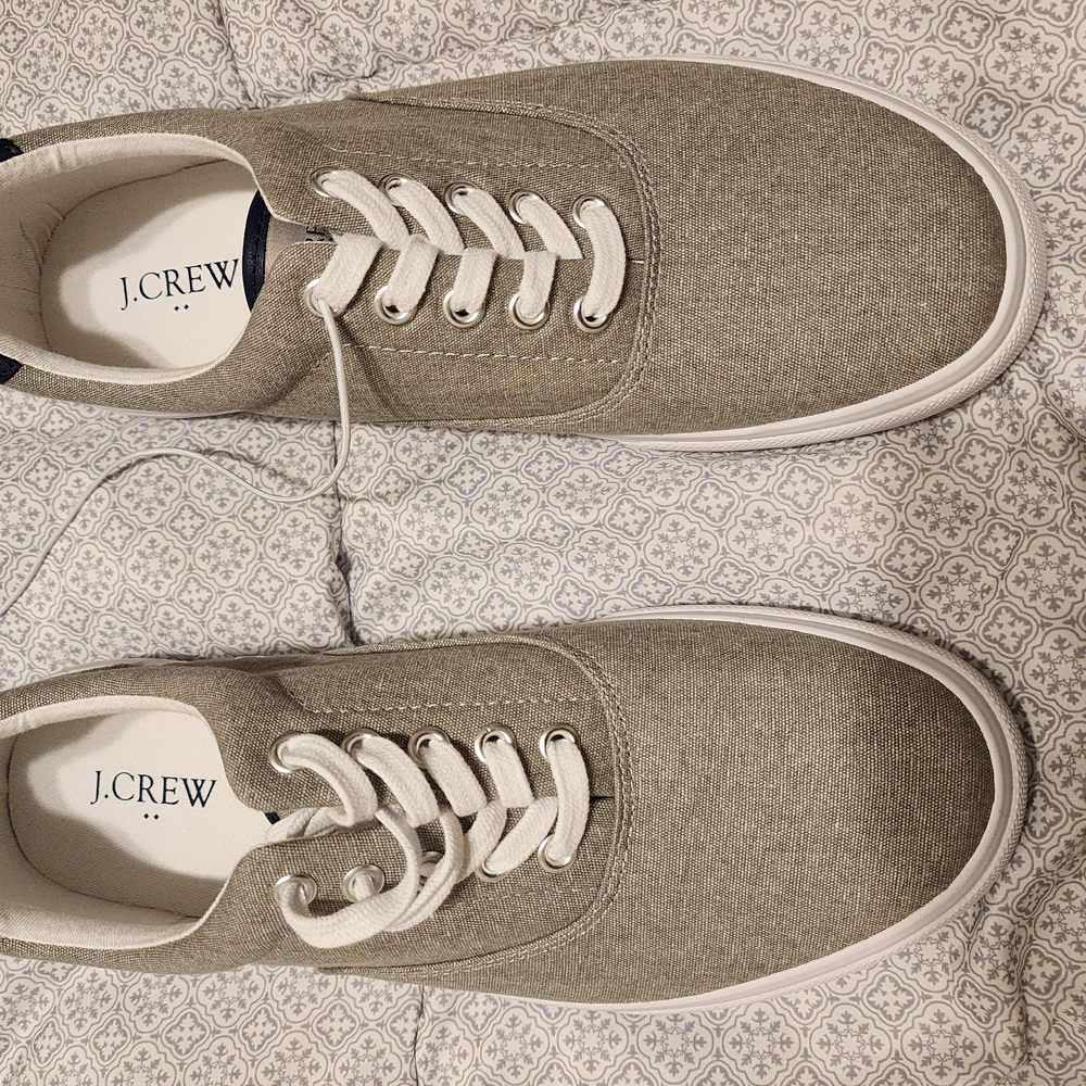 J. Crew Men's Light Grey Canvas Boat Shoes